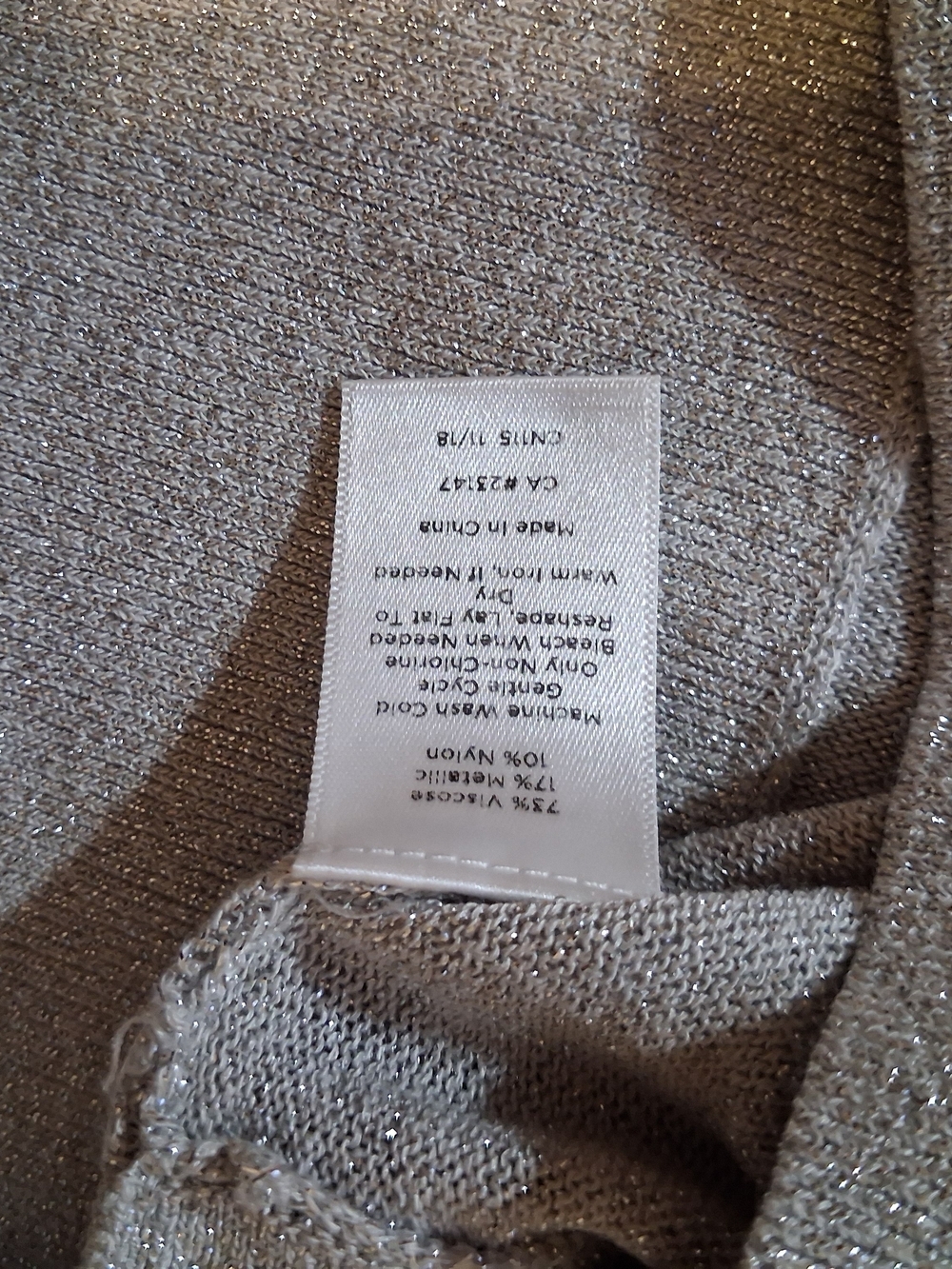 Y2K Talbots Metallic Silver Gray Boatneck Sweater Medium Petite Shiny Knit - Picture 5 of 9